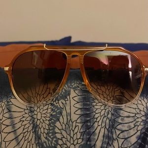 Free People Ventura Oversized Aviator Sunglasses- Honey